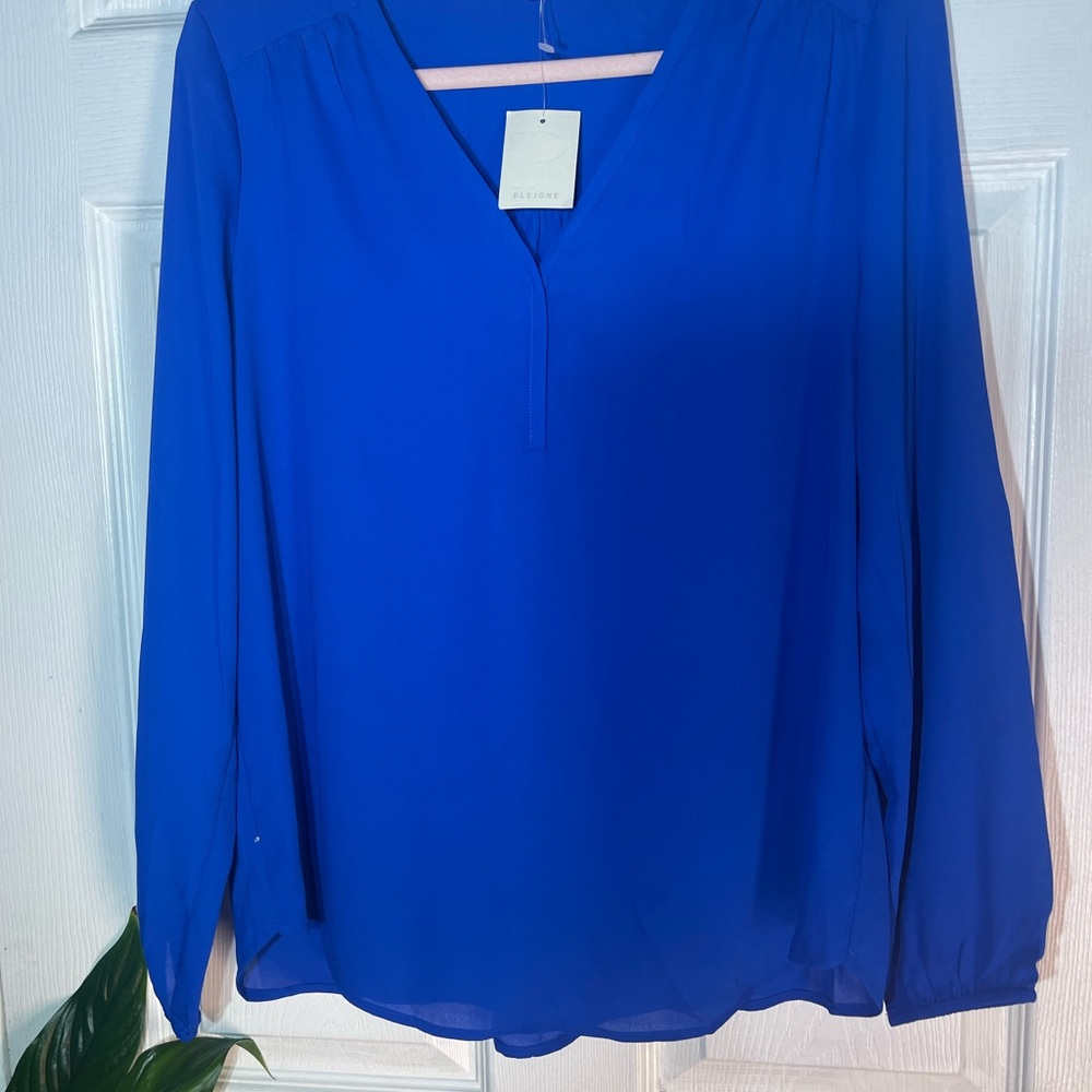 Blue V-Neck Blouse